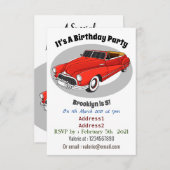 Classic red 1948 automobile kaart (Voorkant / Achterkant)