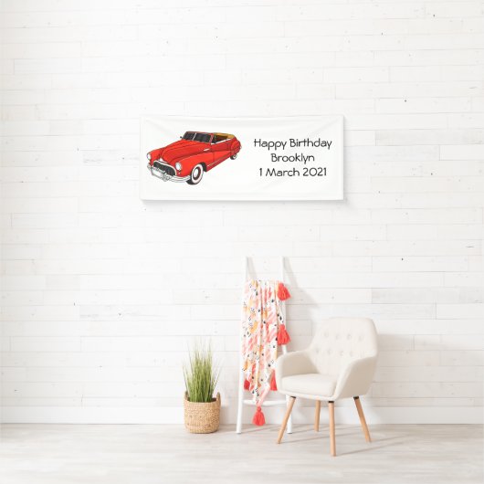 Classic red 1948 automobile spandoek (Insitu)