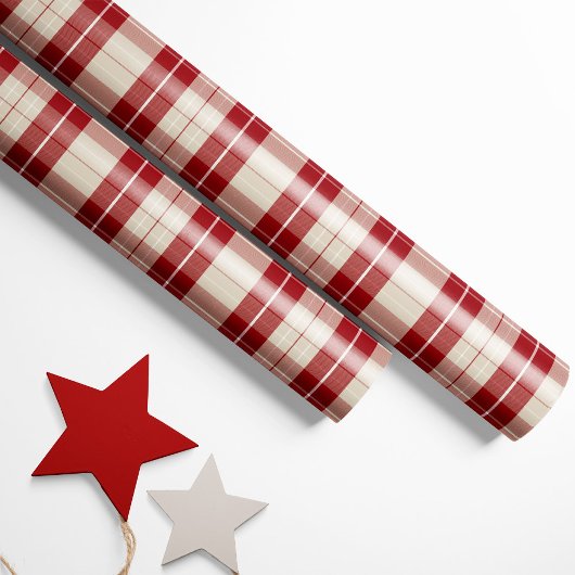 Classic Red and Cream Plaid Wrapping Paper Cadeaupapier