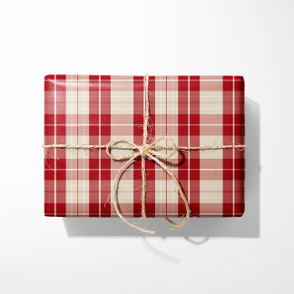 Classic Red and Cream Plaid Wrapping Paper Cadeaupapier