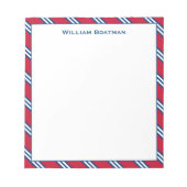 Classic Red and Navy Diagonal Stropdas Stripe Patt Notitieblok (Voorkant)