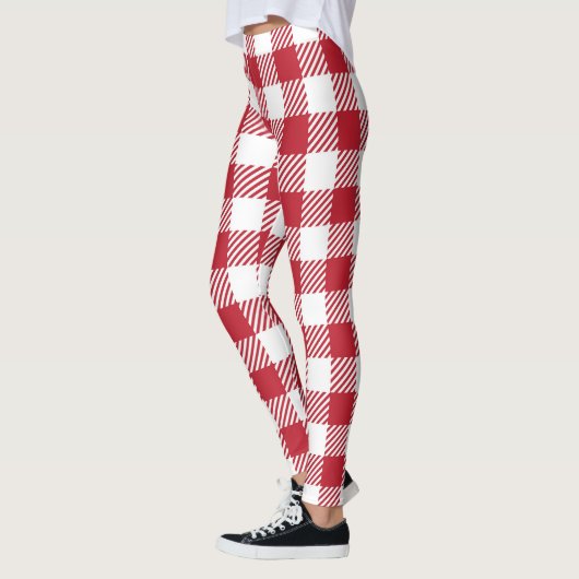 Classic Red and White Gingham Checkered Pattern Leggings (Links)