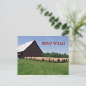 Classic Red Barn & Hay Bales Briefkaart (Staand voorkant)