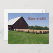 Classic Red Barn & Hay Bales Briefkaart (Voorkant / Achterkant)