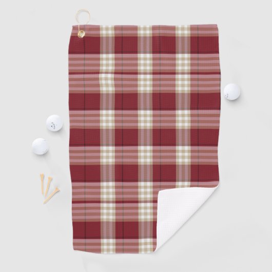 Classic Red Beige Plaid Golfhanddoek (Insitu)
