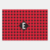 Classic red & black buffalo plaid Monogram initiaa Inpakpapier Vel (Voorkant 3)