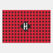 Classic red & black buffalo plaid Monogram initiaa Inpakpapier Vel (Voorkant)