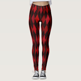 Classic Red Black Harlequin Diamond Argyle Legging