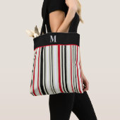 Classic Red Black Stripe Monogram Draagtas (Dichtbij)