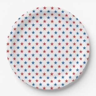 Classic Red Blue Stars 4th juli Bord