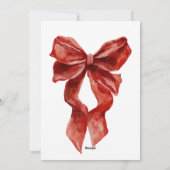 Classic Red Bow Ribbon Christmas Party Invitation (Dos)
