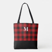 Classic Red Buffalo Plaid Monogram Canvas tas (Achterkant)
