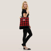 Classic Red Buffalo Plaid Monogram Canvas tas (Op model)