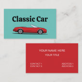Classic Red Car Mechanic Automobile Visitekaartje (Voorkant / Achterkant)