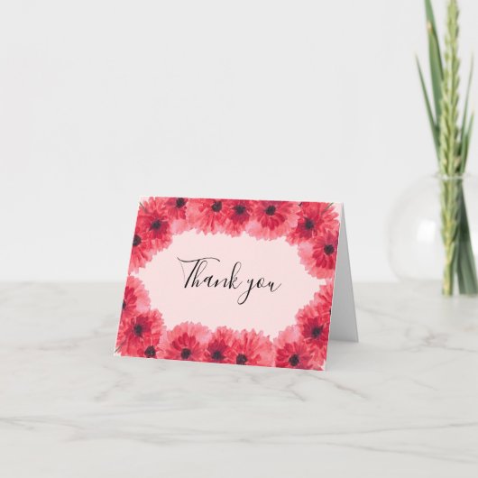 Classic Red Dahlias Floral Mariage Merci (Devant)