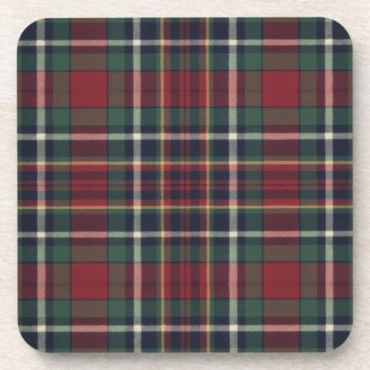 Classic Red Dark Blue Green Plaid Pattern Bier Onderzetter (Voorkant)
