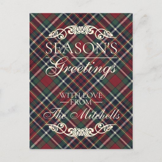 Classic Red Dark Blue Green Plaid Pattern Feestdagenkaart (Voorkant)