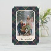 Classic Red Dark Blue Green Plaid Pattern Feestdagenkaart (Staand voorkant)