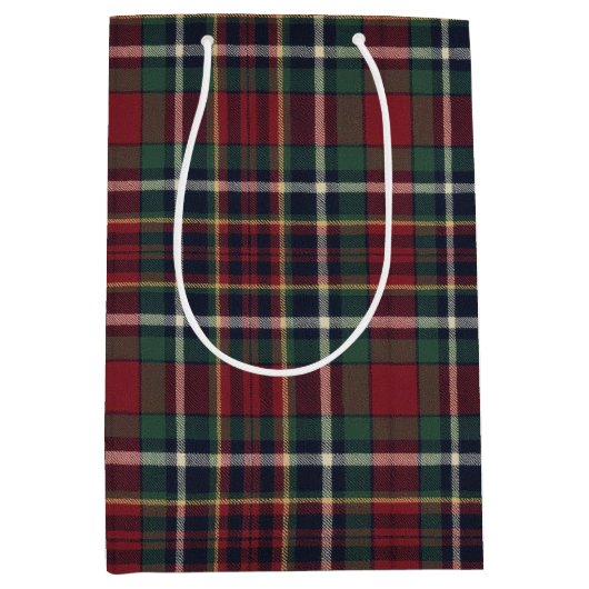 Classic Red Dark Blue Green Plaid Pattern Medium Cadeauzakje (Voorkant)