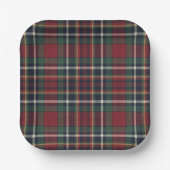 Classic Red Dark Blue Green Plaid Pattern Papieren Bordje (Voorkant)