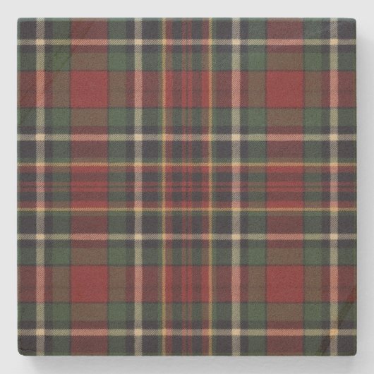 Classic Red Dark Blue Green Plaid Pattern Stenen Onderzetter (Voorkant)