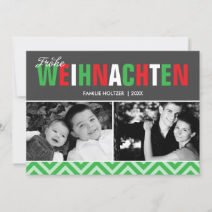 Classic Red en Green Frohe Weihnachten Foto Feestdagenkaart
