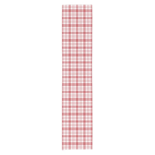 Classic Red en White Checkered Pattern Korte Tafelloper (Voorkant)
