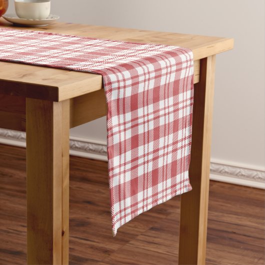 Classic Red en White Checkered Pattern Korte Tafelloper (Voorbeeld)
