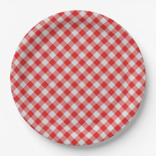 Classic Red en White Gingham Paper Borden Papieren Bordje