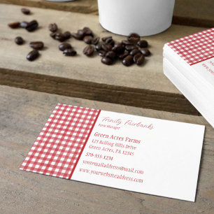 Classic Red en White Gingham Pset Visitekaartje