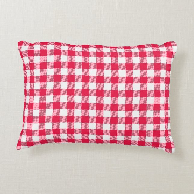 Classic Red Gingham Country Patroon Accent Kussen (Achterkant)