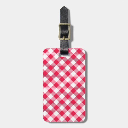 Classic Red Gingham Country Pattern Bagagelabel (Voorkant verticaal)