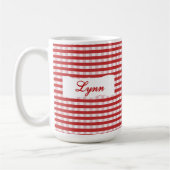 Classic Red Gingham Personalized Name  Koffiemok (Links)