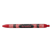 Classic Red Glitter Crayon Aangepaste naam Push Pe Zwarte Inkt Pen (Voorkant)