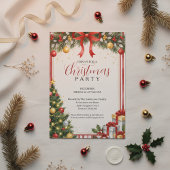 Classic Red Gold Christmas Invitation Kaart