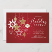 Classic Red & Gold Holiday Party Invitation (Devant)