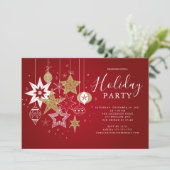Classic Red & Gold Holiday Party Invitation (Debout devant)