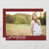 Classic Red Graduation Faire-part - Invitation (Devant / Derrière)