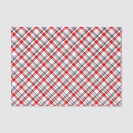 Classic Red Green Blue White Plaid Check Pattern Tissuepapier (Voorkant)