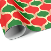 Classic Red Green en Faux Gold Ogee Pattern Cadeaupapier (Rol Hoek)