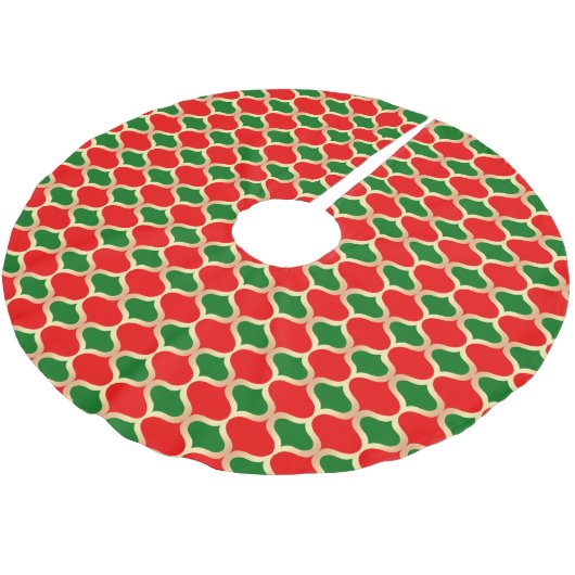 Classic Red Green en Faux Gold Ogee Pattern Kerstboom Rok (Gekanteld)
