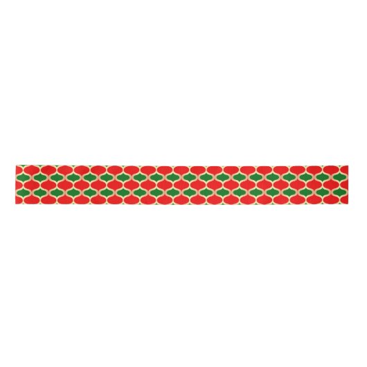 Classic Red Green en Faux Gold Ogee Pattern Lint (Voorkant)