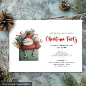 Classic Red Green Funny Santa Christmas Invitation