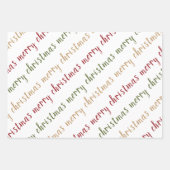 Classic Red Green Gold Merry kerst Inpakpapier Vel (Voorkant)