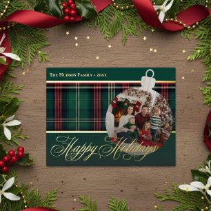 Classic Red Green Plaid Feestdagen Bulb Foto