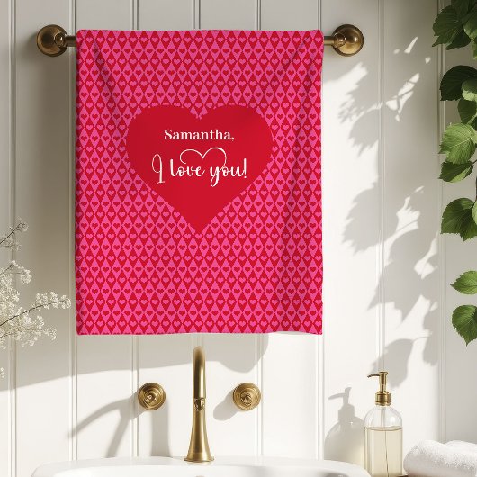 Classic Red Hearts Love Gift Valentine Bath Towel