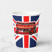 Classic Red London Double-Decker Bus Papieren Bekers (Achterkant)