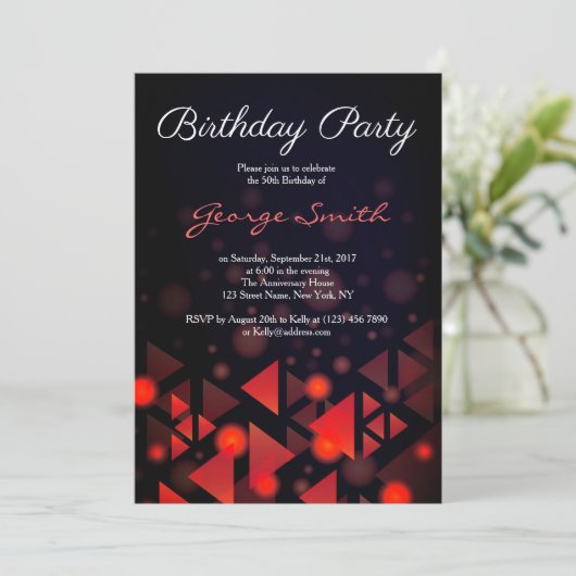 Classic Red Old School Invitation de fête d'annive (Debout devant)