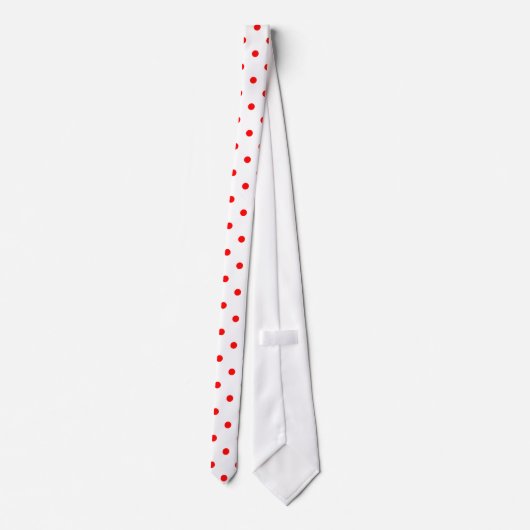 Classic Red Polka Dot Pattern op wit Stropdas (Achterkant)