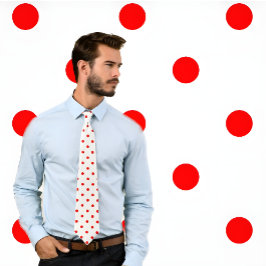 Classic Red Polka Dot Pattern op wit Stropdas